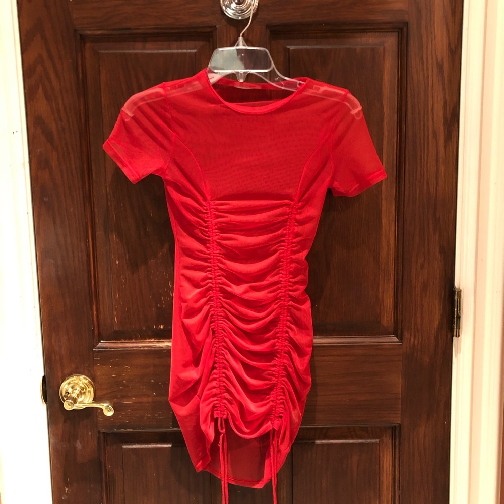 FASHION NOVA SHEER RED DRESS! Slight used!